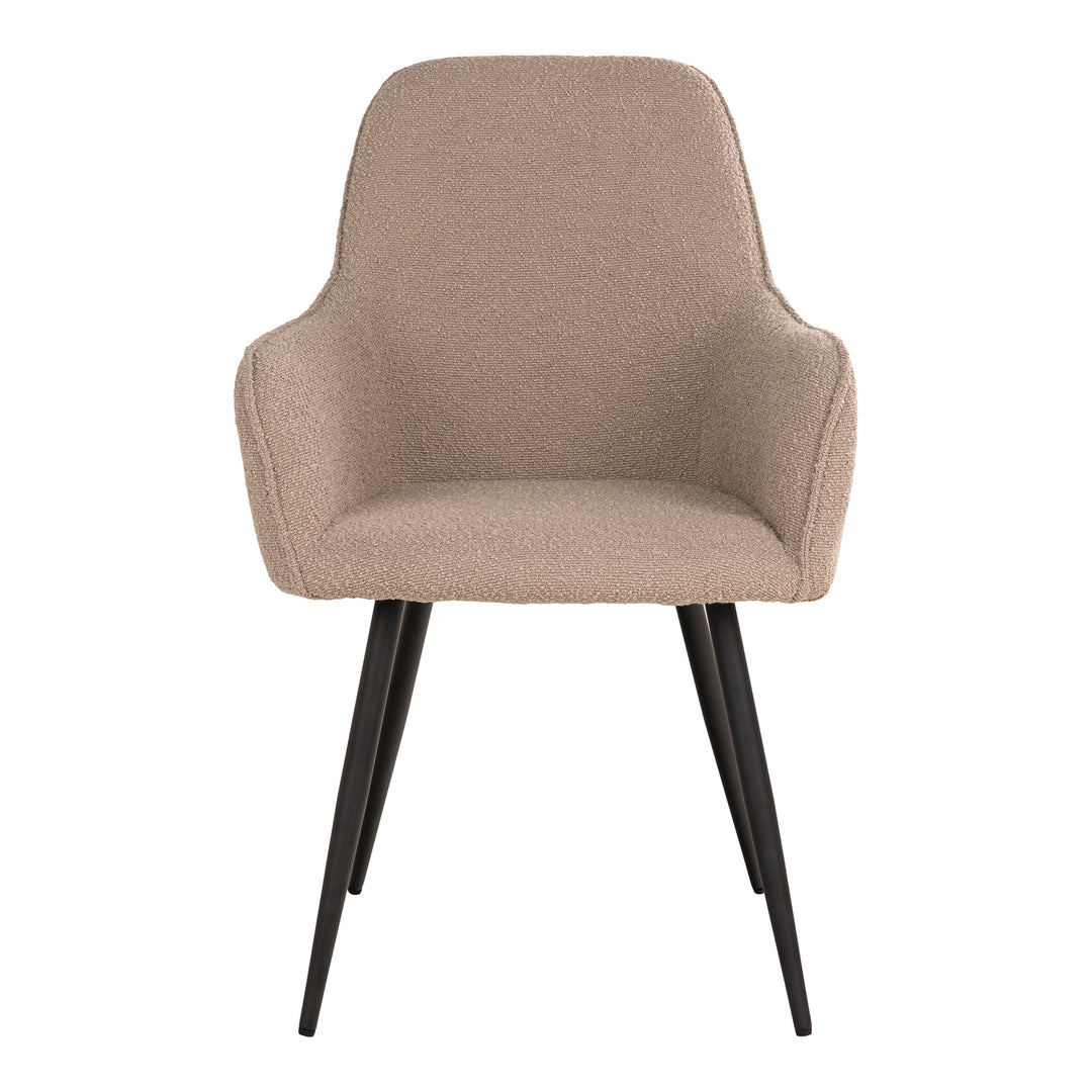 HOUSE NORDIC Harbo spisebordsstol m. armlæn beige bouclé stof og sort metal