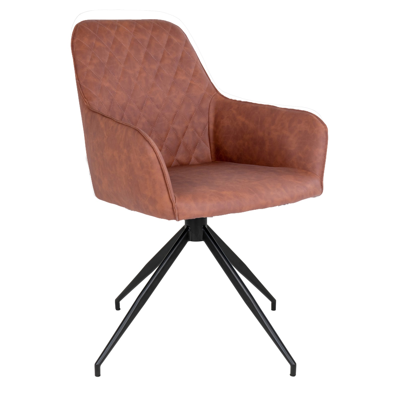 Produktbillede af House Nordic Harbo Spisebordsstol m. drejefod brun PU 89 i premium kvalitet