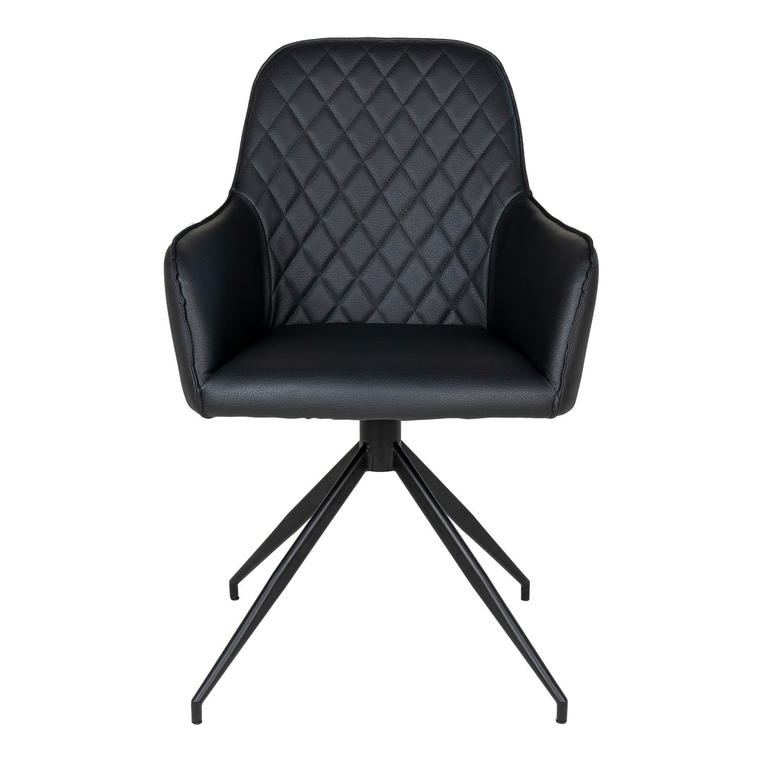 Produktbillede af House Nordic Harbo Spisebordsstol m. drejefod sort PU 89 i premium kvalitet