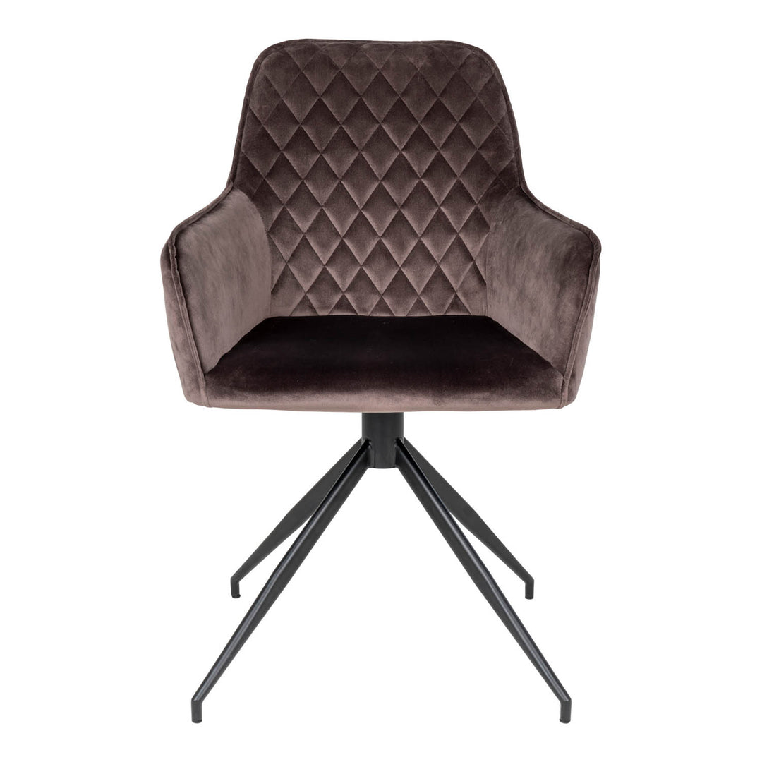 HOUSE NORDIC Harbo spisebordsstol m. armlæn og drejefunktion mushroom velour og metal