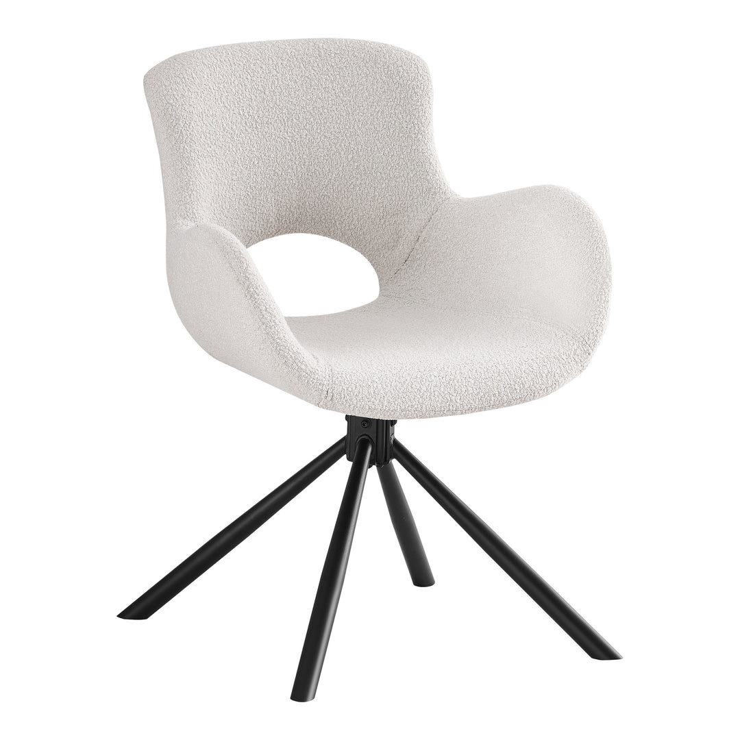 HOUSE NORDIC Amorim spisebordsstol m. armlæn og drejefod offwhite bouclé stof og sort metal