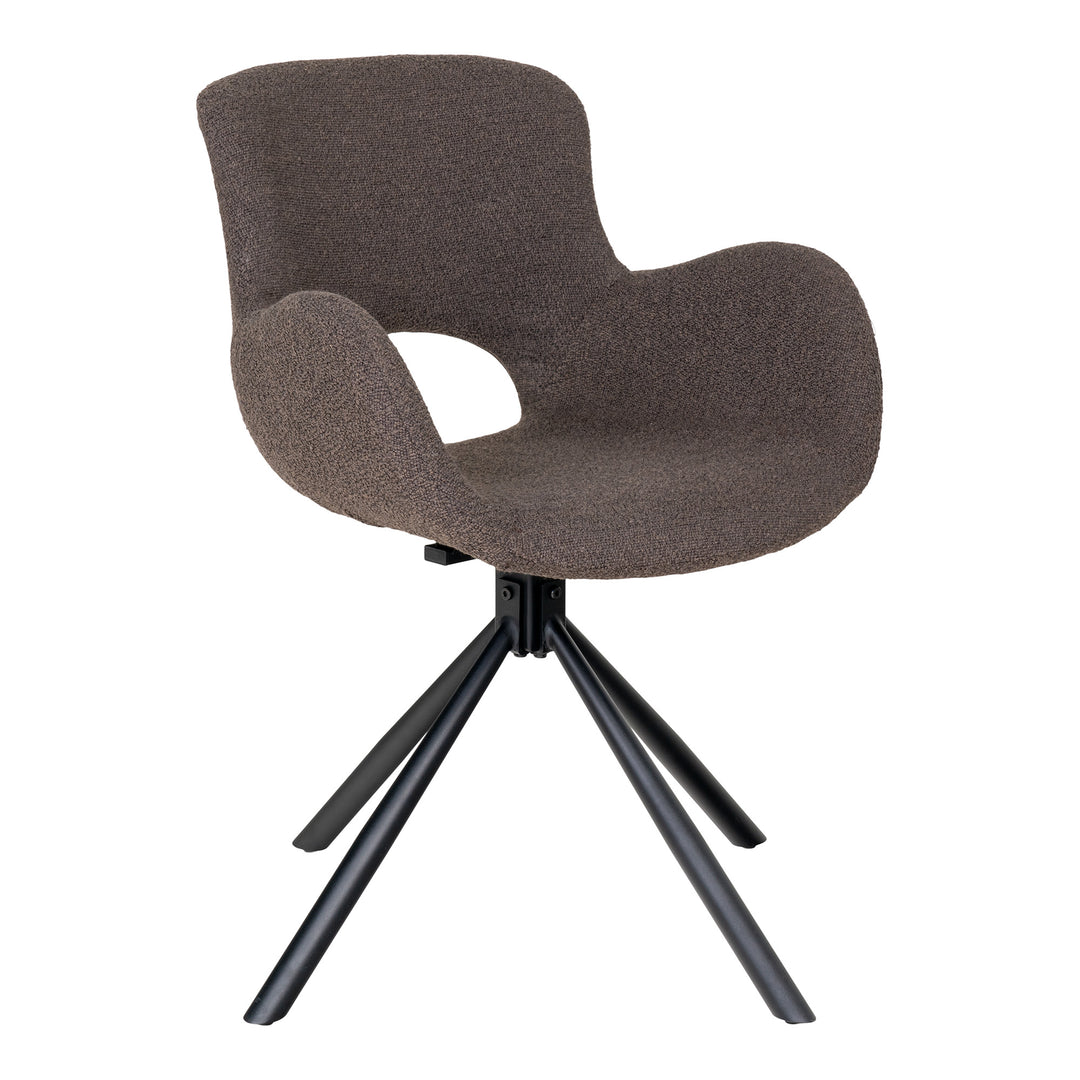 HOUSE NORDIC Amorim spisebordsstol m. armlæn og drejefod mushroom bouclé stof og sort metal