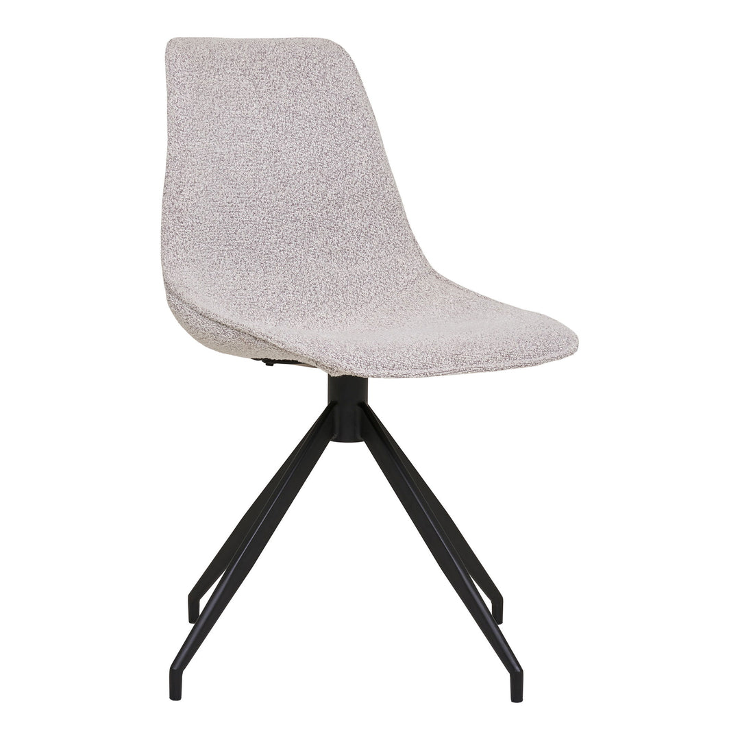 HOUSE NORDIC Monaco spisebordsstol m. drejefod sand bouclé stof og sort stål