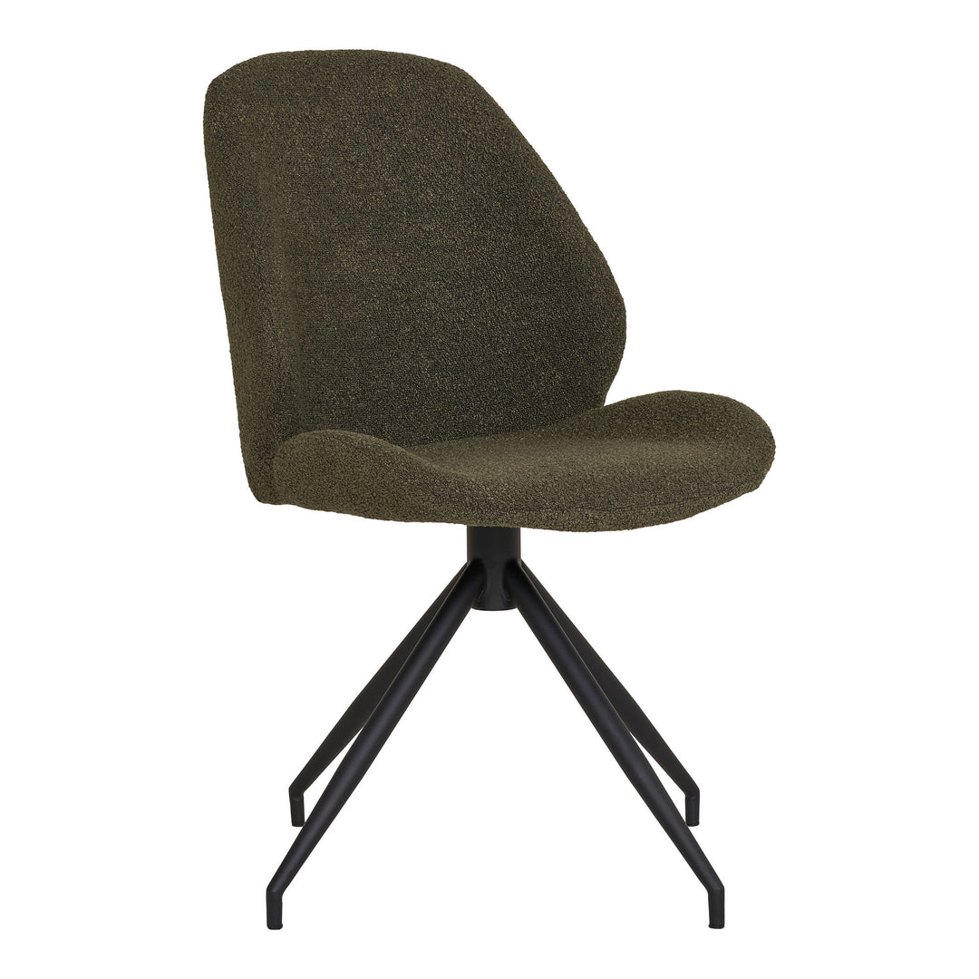 HOUSE NORDIC Monte Carlo spisebordsstol m. drejefod grøn bouclé og sort metal