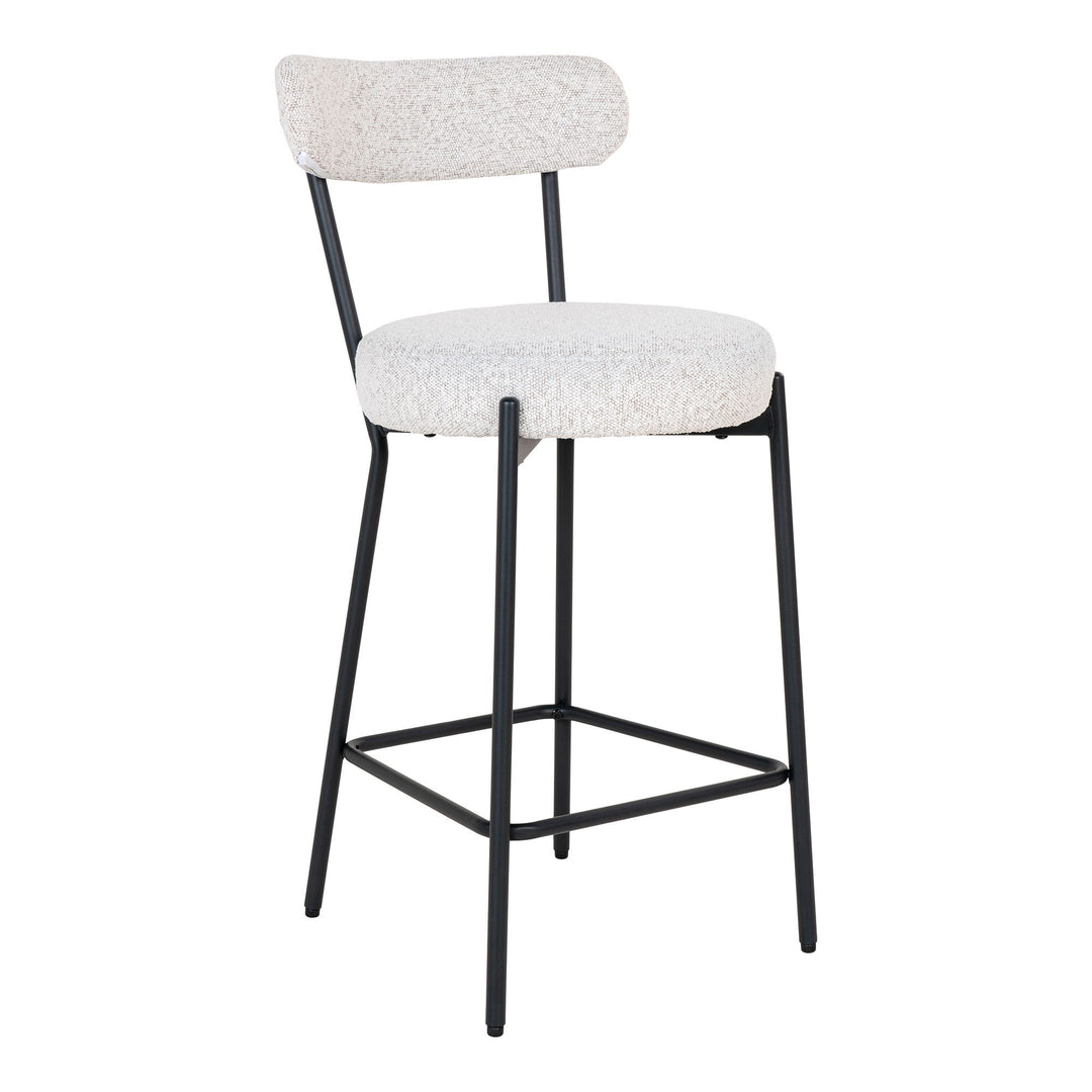 HOUSE NORDIC  Barstol hvid bouclé med sorte ben HN1270