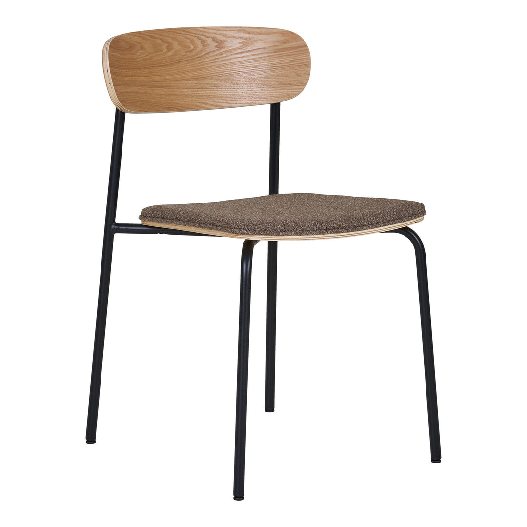 HOUSE NORDIC Estepona spisebordsstol stabelbar brun polyester natur asketræ og sort stål