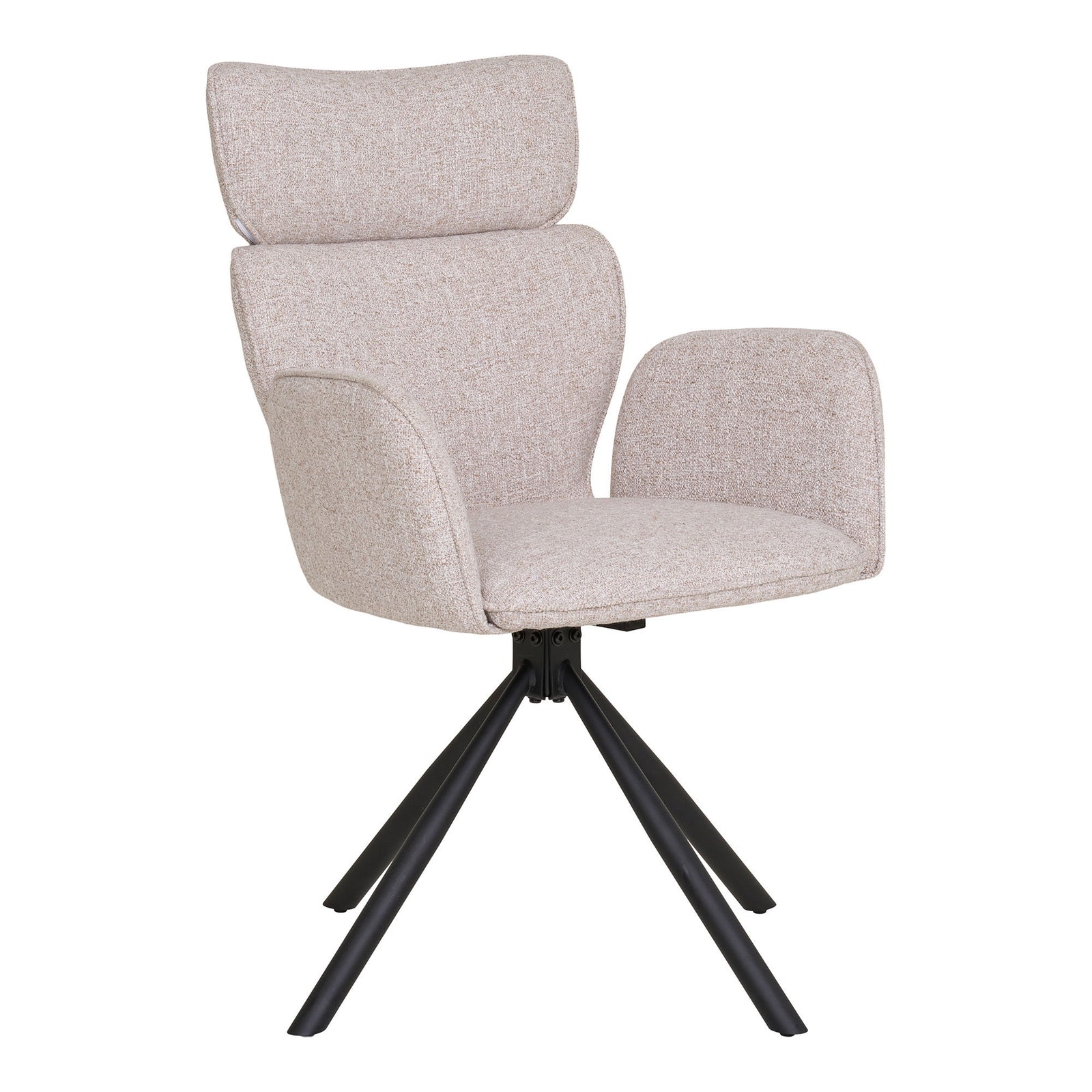 Produktbillede af HOUSE NORDIC Cordoba spisebordsstol m. drejefod sand polyester og sort metal i premium kvalitet