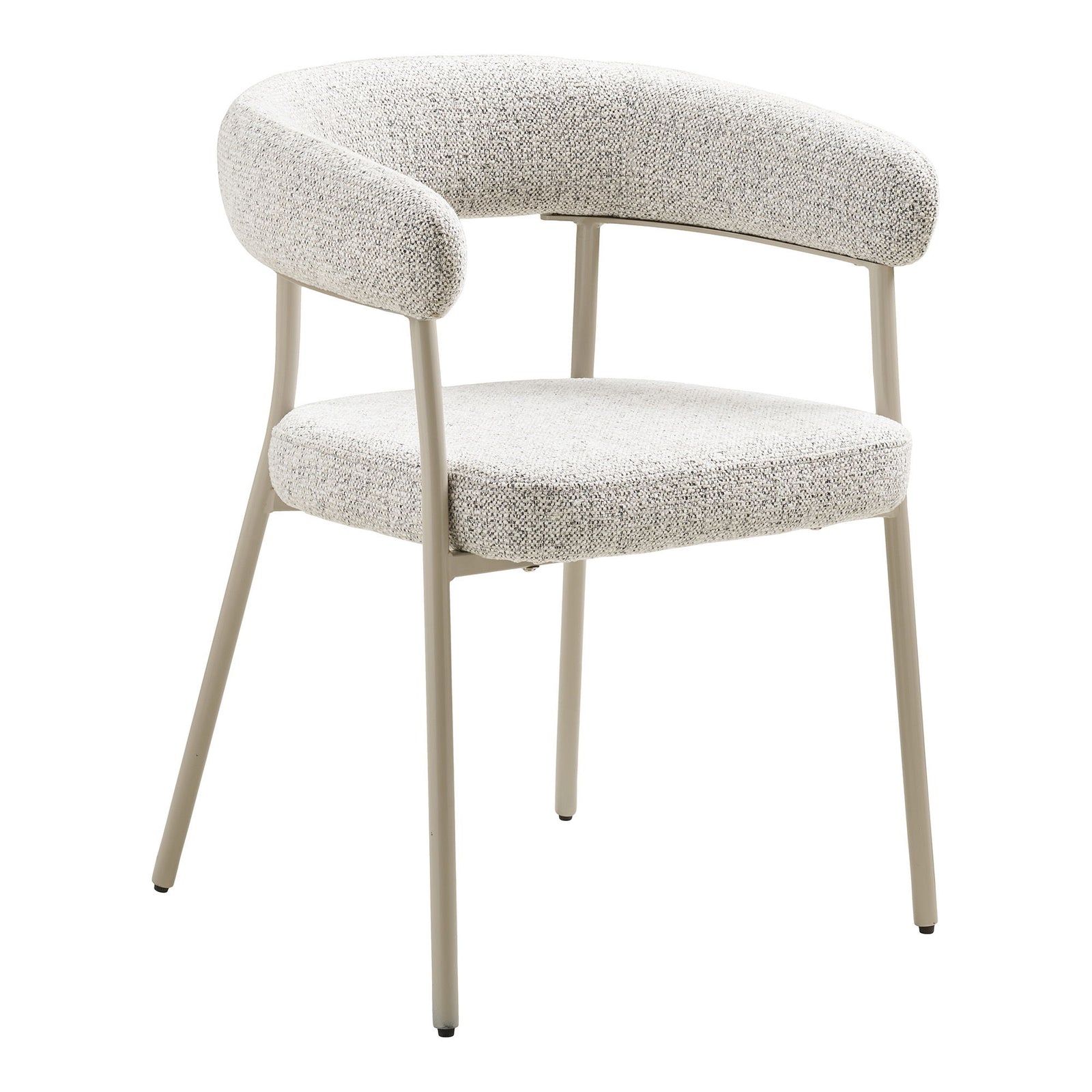 Produktbillede af HOUSE NORDIC Trivio spisebordsstol m. armlæn sand bouclé polyester og grå metal i premium kvalitet