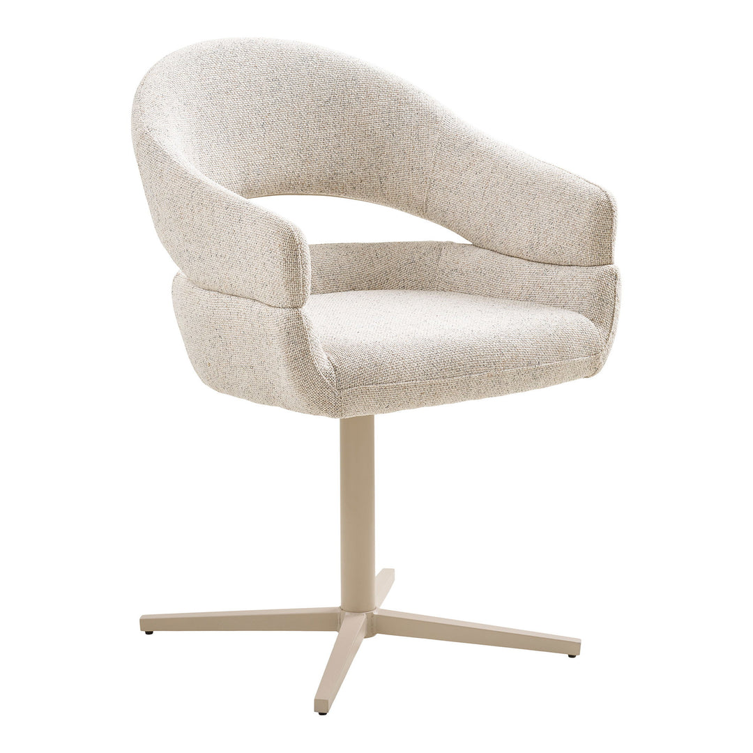 Produktbillede af HOUSE NORDIC Dover spisebordsstol m. drejefod og armlæn beige meleret polyester og grå metal i premium kvalitet