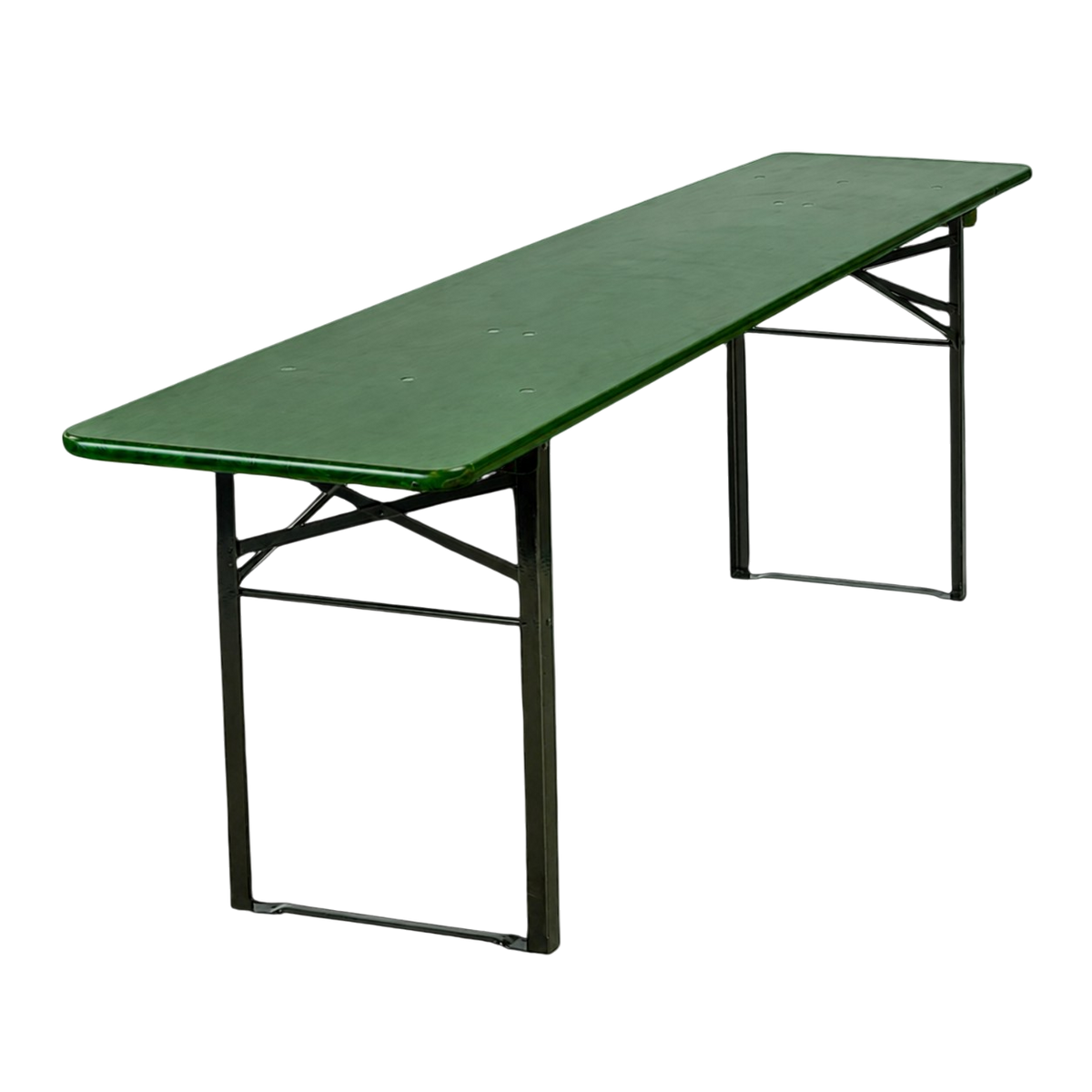Grønt Brau bord 220x50 cm i massivt grantræ med sammenklappeligt understel