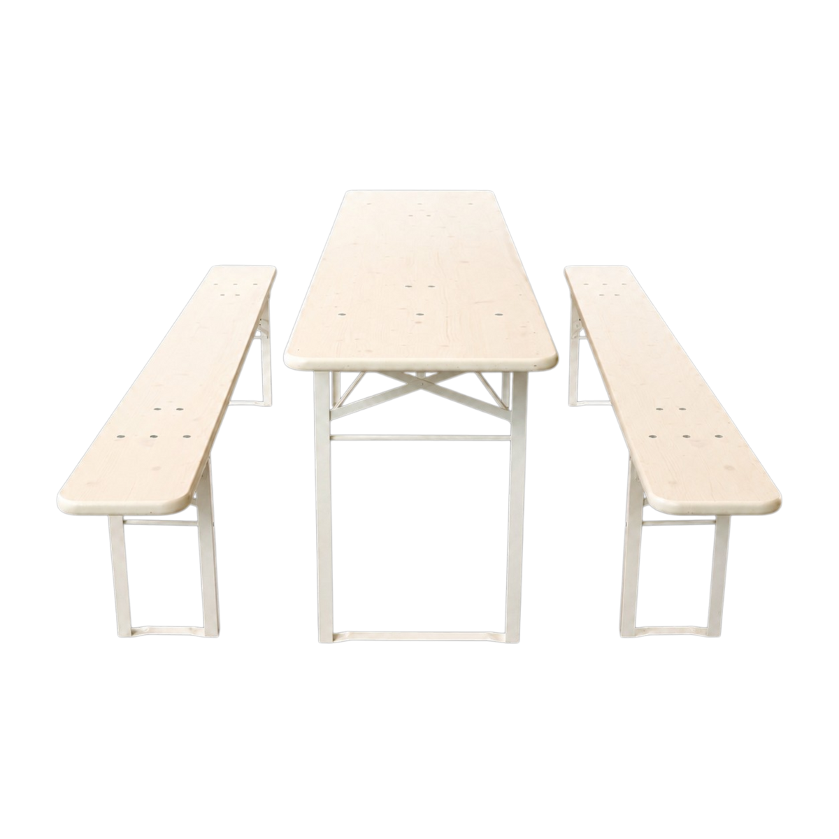 Komplet hvidt Brau bord/bænk-sæt 220x50 cm til arrangementer