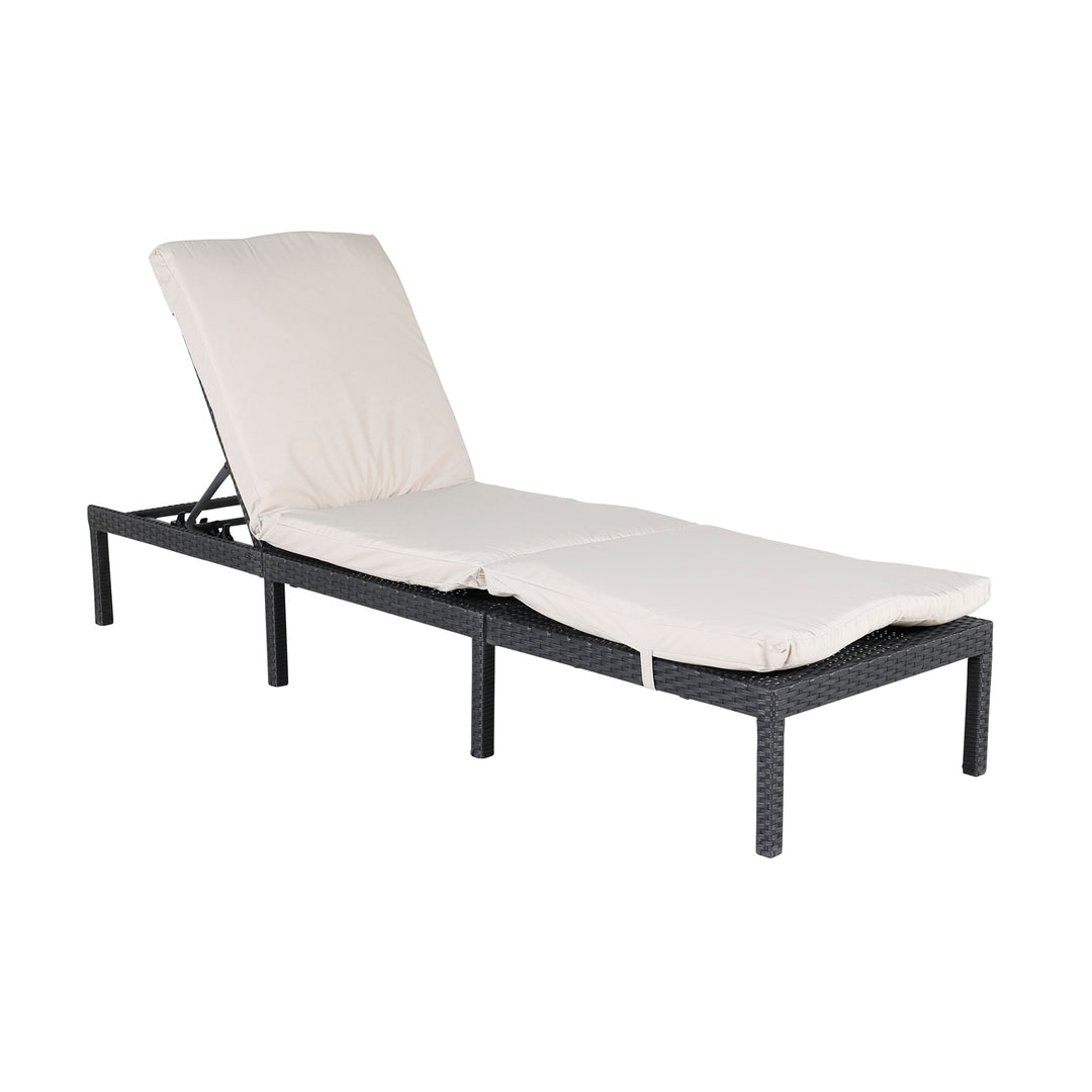 Produktbillede af VENTURE DESIGN Bilbao liggestol m. hynde grå polyester sort polyrattan og aluminium i premium kvalitet