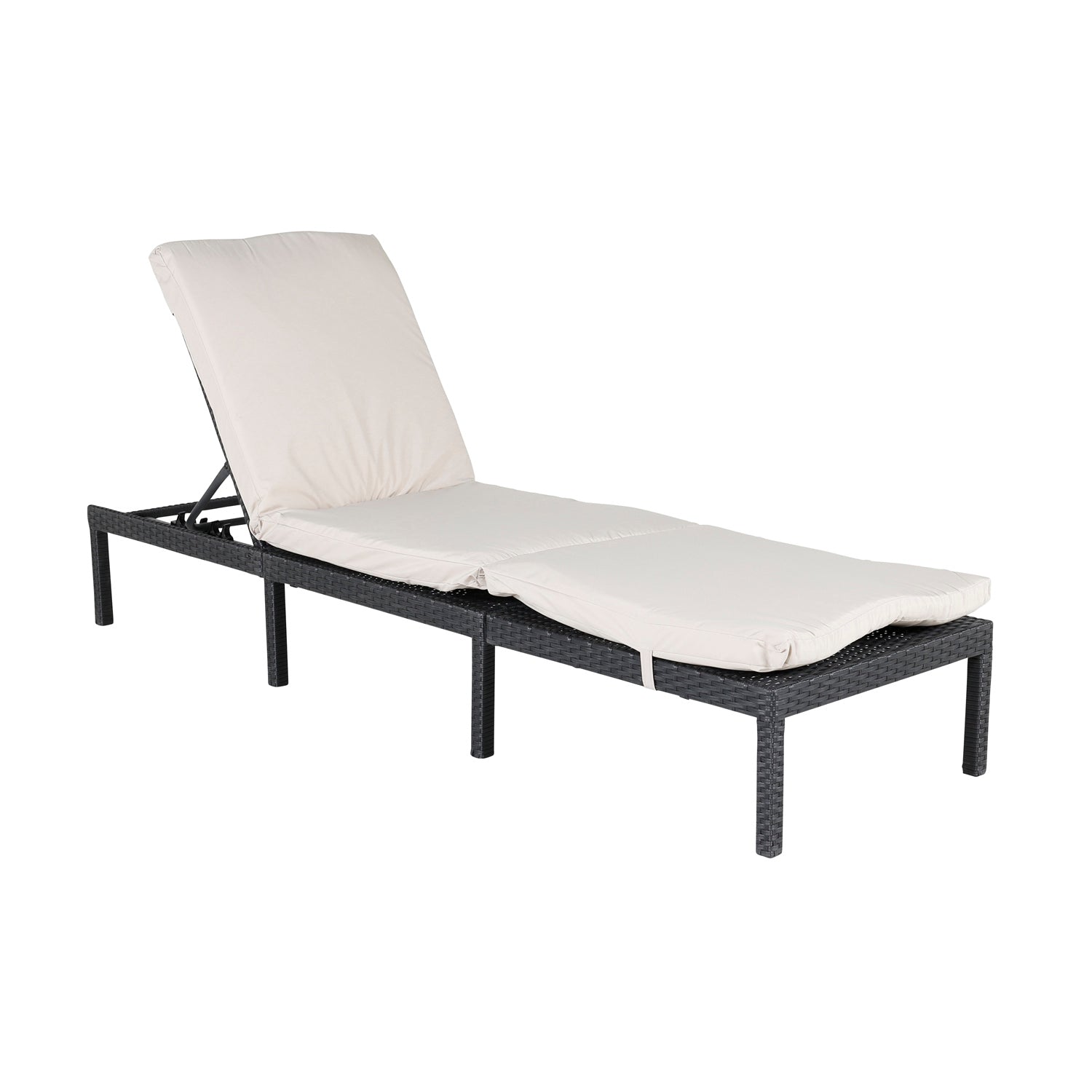 Produktbillede af VENTURE DESIGN Bilbao liggestol m. hynde grå polyester sort polyrattan og aluminium i premium kvalitet