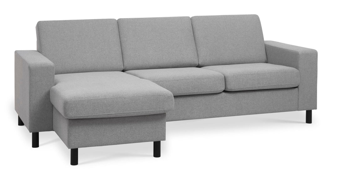 Pan set 1 3D sofa med chaiselong grå polyester stof og sort træ