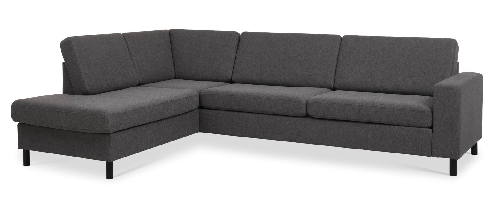 Produktbillede af Pan set 2 OE left sofa med chaiselong antracitgrå polyester stof og sort træ i premium kvalitet