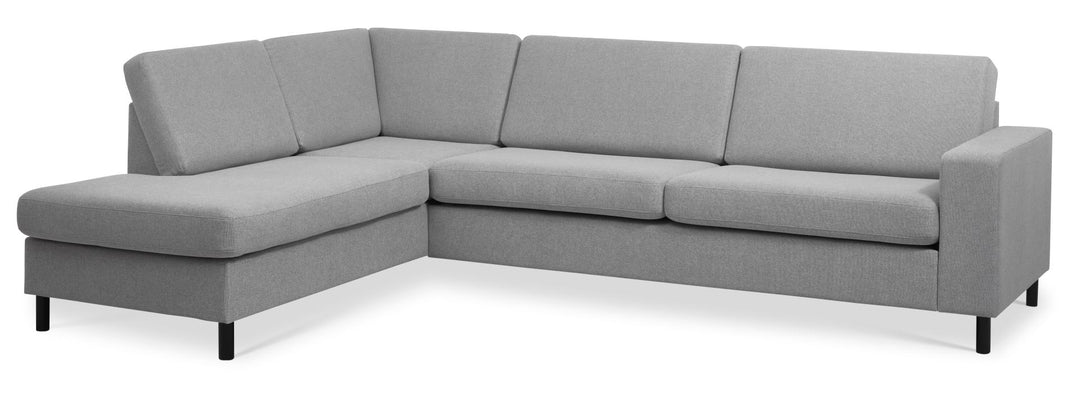 Produktbillede af Pan set 2 OE left sofa med chaiselong grå polyester stof og sort træ i premium kvalitet