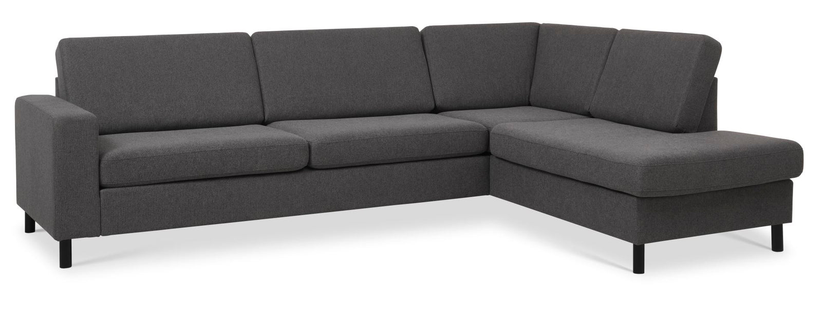 Produktbillede af Pan set 3 OE right sofa med chaiselong antracitgråt polyester stof og sort træ i premium kvalitet