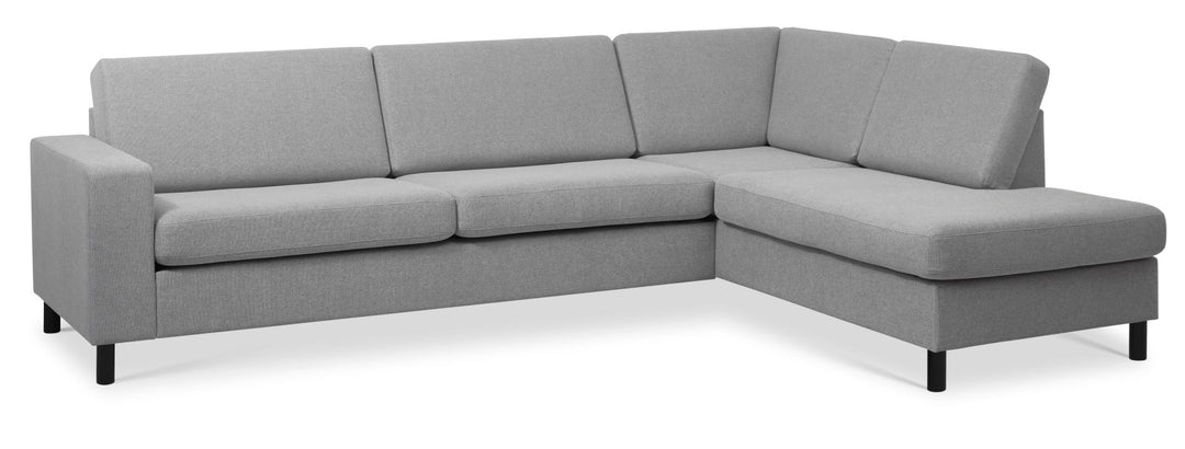 Produktbillede af Pan set 3 OE right sofa med chaiselong gråt polyester stof og sort træ i premium kvalitet