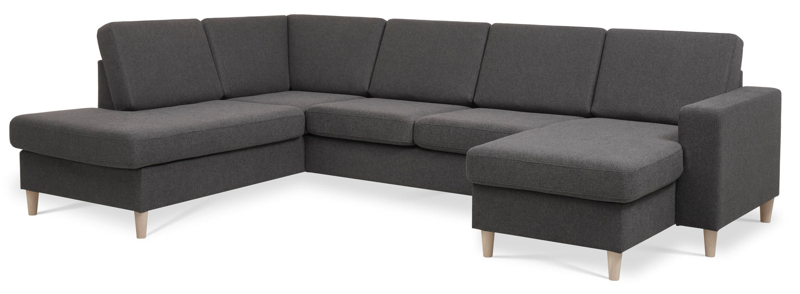 Produktbillede af Pan set 4 U OE left sofa med chaiselong antracitgrå polyester stof og natur træ i premium kvalitet