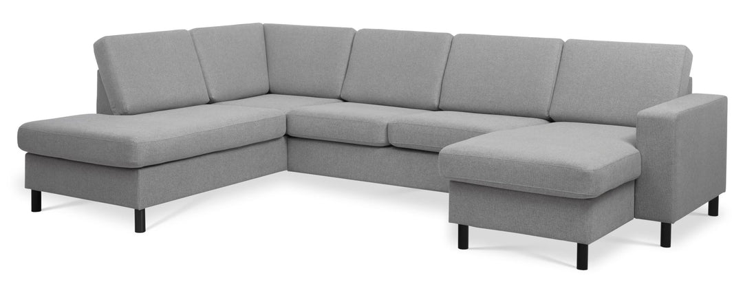 Produktbillede af Pan set 4 U OE left sofa med chaiselong grå polyester stof og sort træ i premium kvalitet