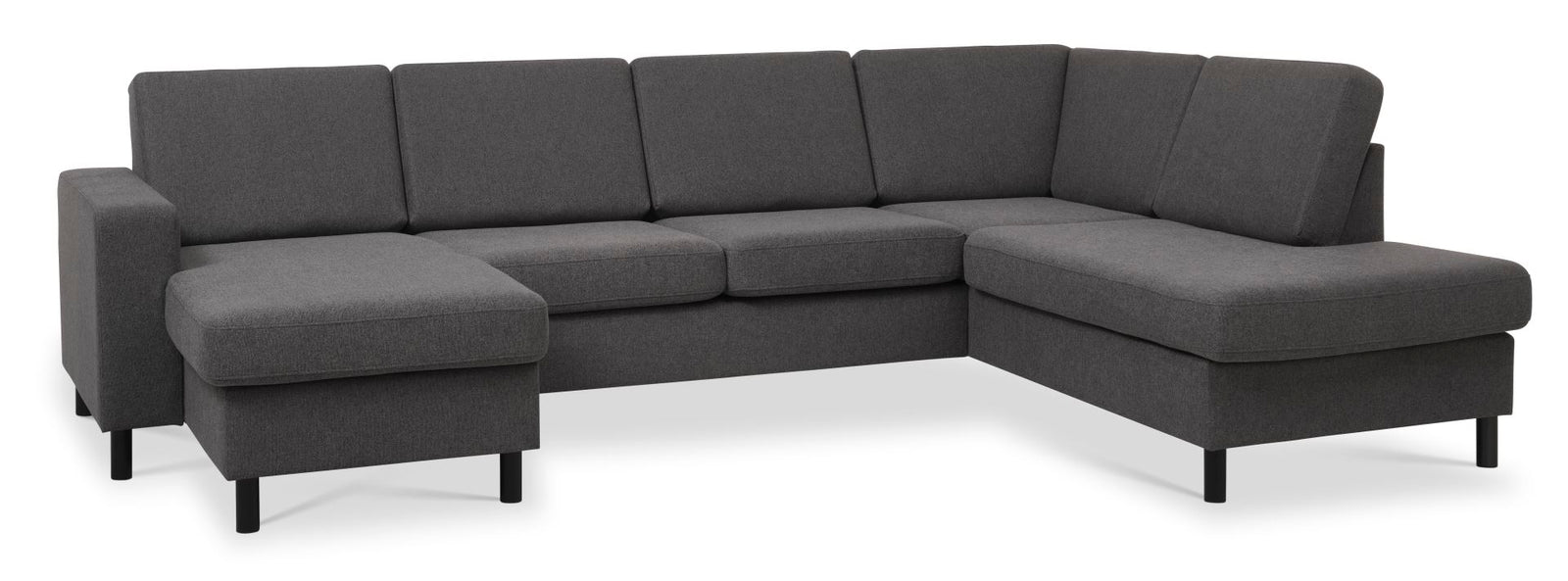 Produktbillede af Pan set 5 U OE right sofa med chaiselong antracitgrå polyester stof og sort træ i premium kvalitet