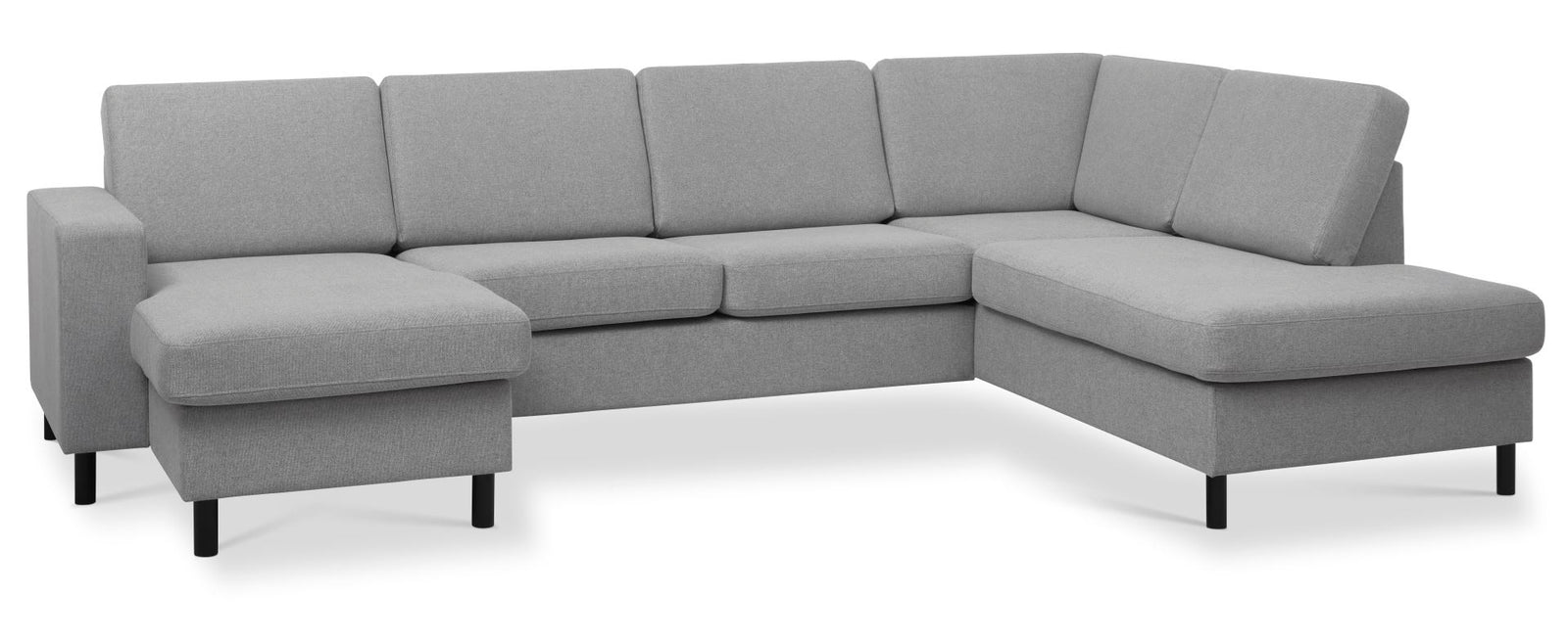 Produktbillede af Pan set 5 U OE right sofa med chaiselong grå polyester stof og sort træ i premium kvalitet