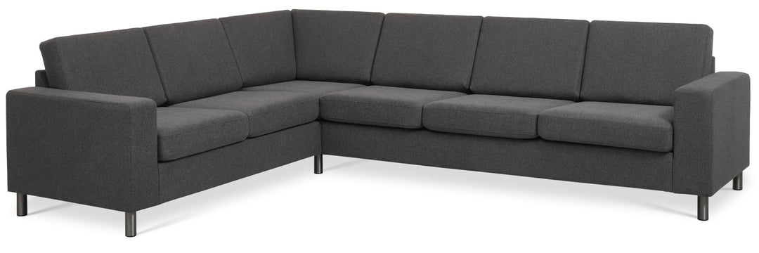 Produktbillede af Pan set 7 corner hjørnesofa antracitgrå polyester stof og børstet aluminium i premium kvalitet