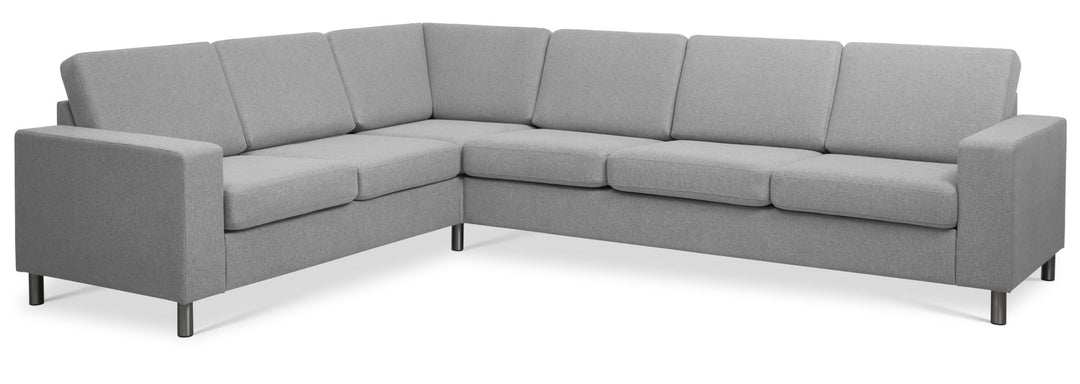 Pan set 7 corner hjørnesofa grå polyester stof og børstet aluminium