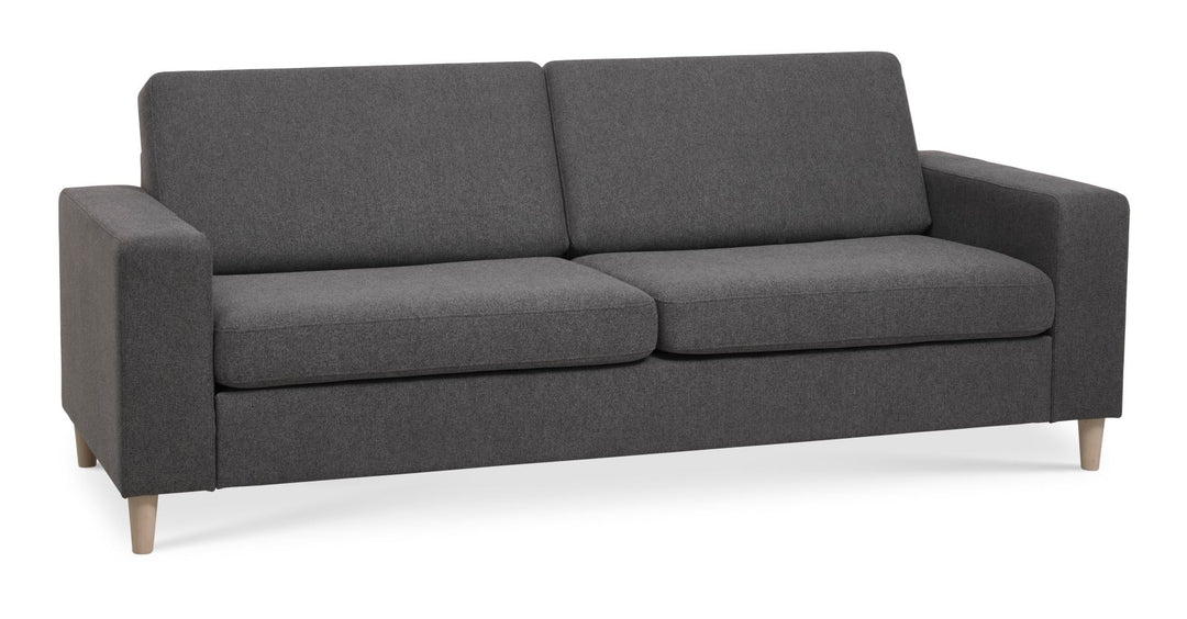 Pan 2,5 pers. sofa antracitgrå polyester stof og natur træ