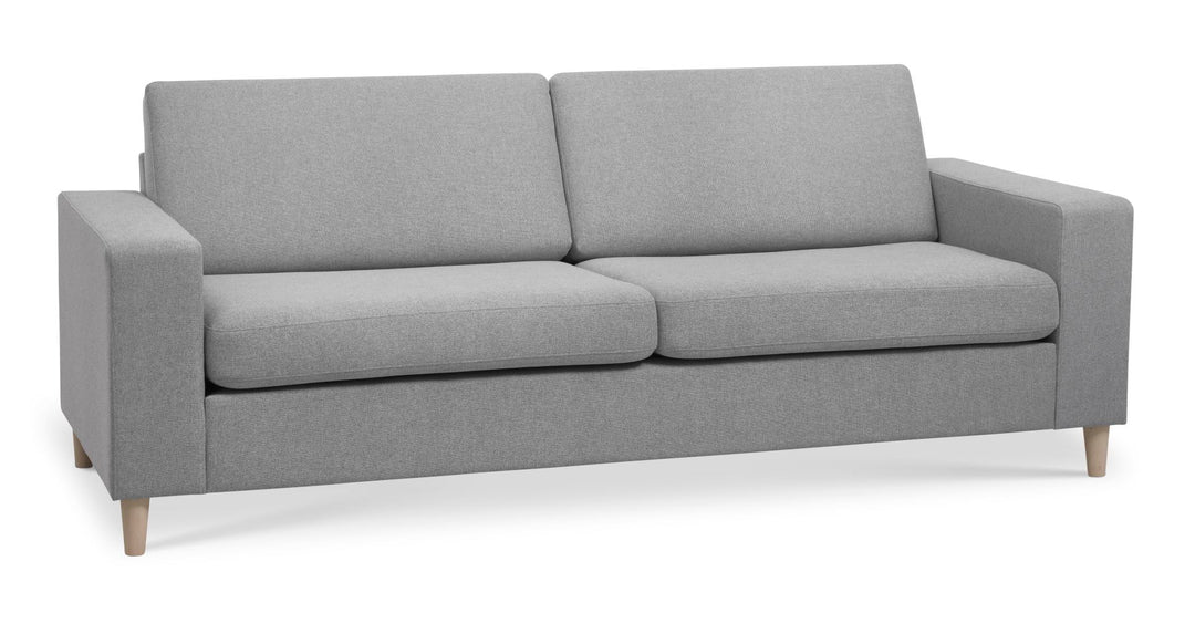 Pan 2,5 pers. sofa grå polyester stof og natur træ