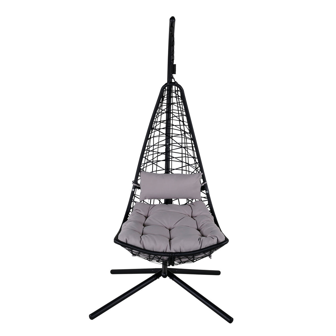 Produktbillede af VENTURE DESIGN Edinburgh hængestol m. hynde grå polyester sort polyrattan og aluminium i premium kvalitet