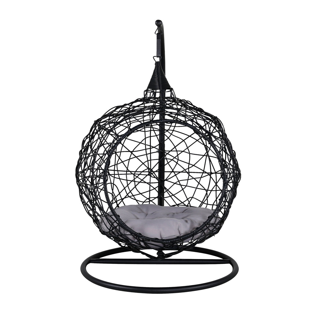 Produktbillede af VENTURE DESIGN Lexi hængestol mini grå polyester sort polyrattan og aluminium i premium kvalitet
