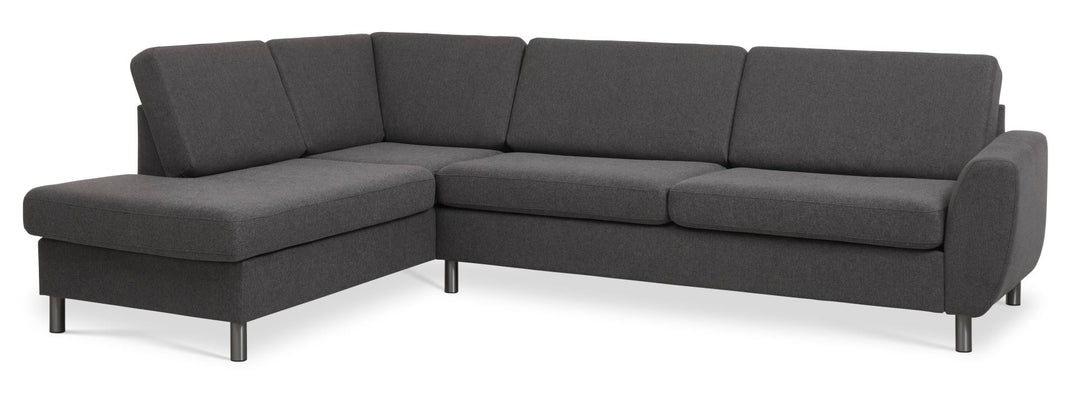 Produktbillede af Wendy set 2 OE left sofa m. chaiselong antracitgrå polyester stof og børstet aluminium i premium kvalitet