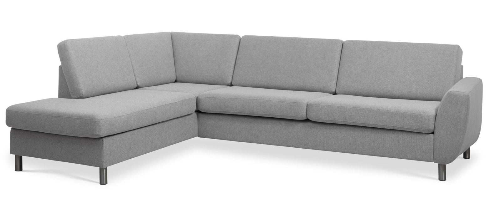 Produktbillede af Wendy set 2 OE left sofa m. chaiselong grå polyester stof og børstet aluminium i premium kvalitet