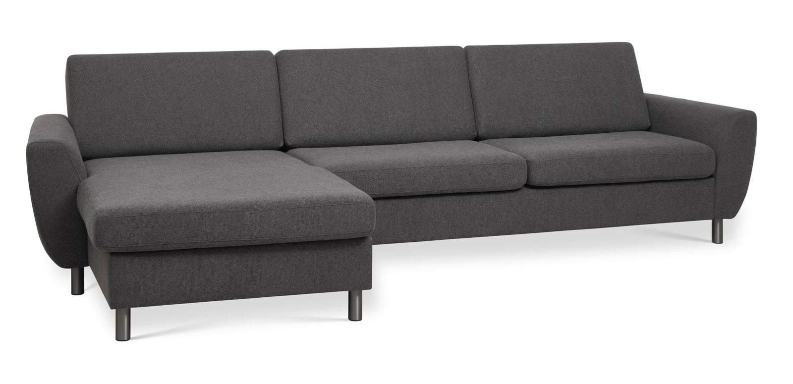 Produktbillede af Wendy set 8 3D XL sofa m. chaiselong antracitgrå polyester stof og børstet aluminium i premium kvalitet