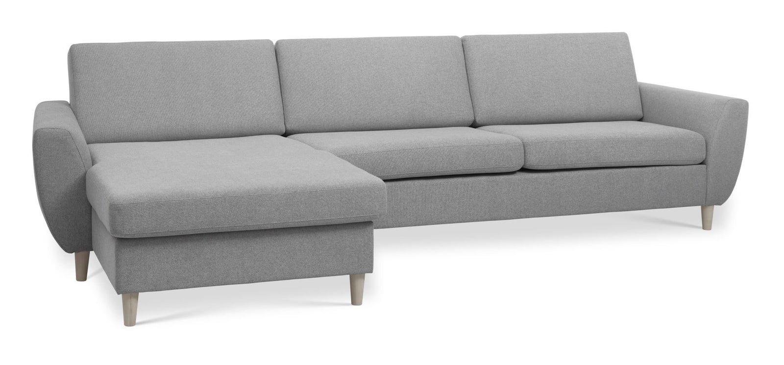Produktbillede af Wendy set 8 3D XL sofa m. chaiselong grå polyester stof og natur træ i premium kvalitet