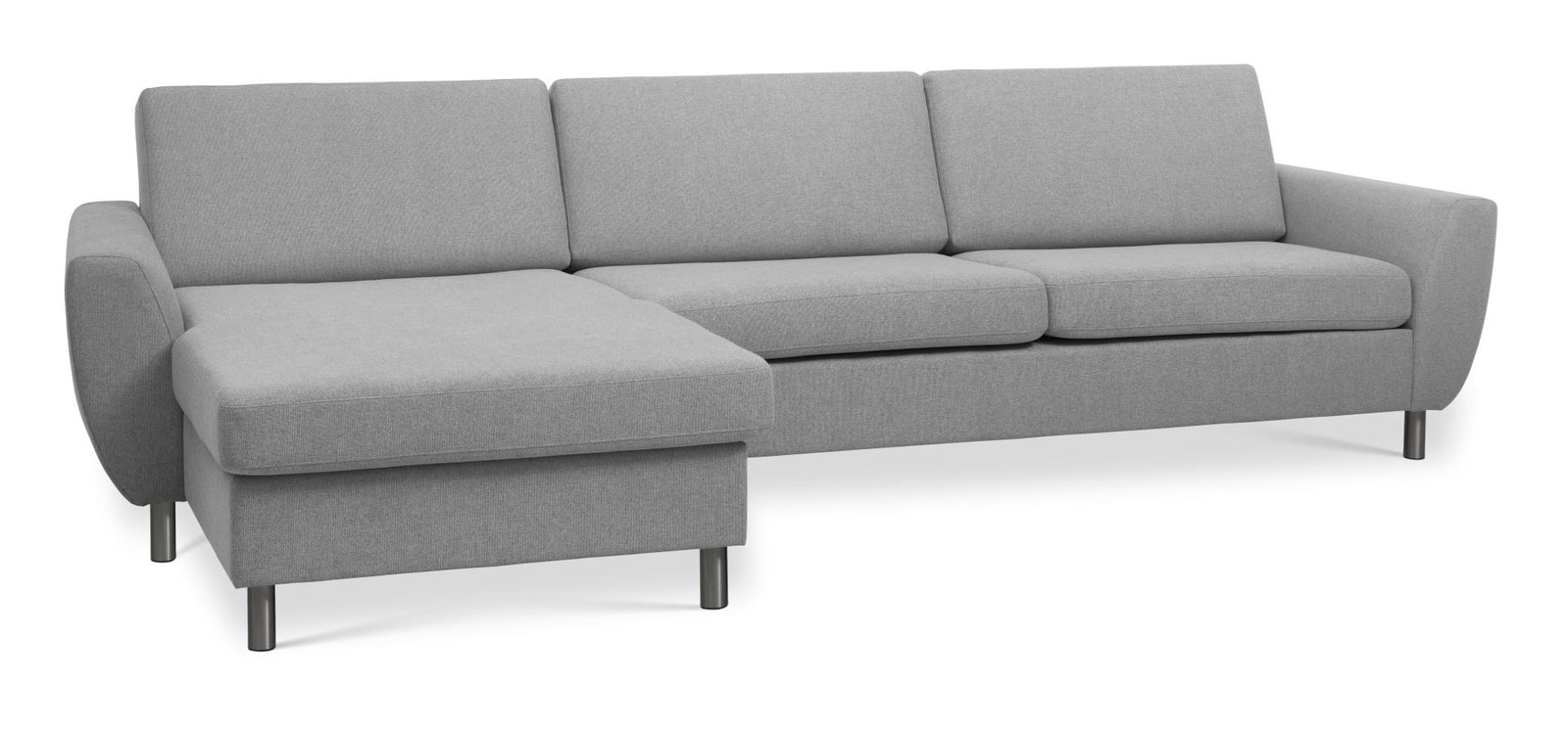 Produktbillede af Wendy set 8 3D XL sofa m. chaiselong grå polyester stof og børstet aluminium i premium kvalitet
