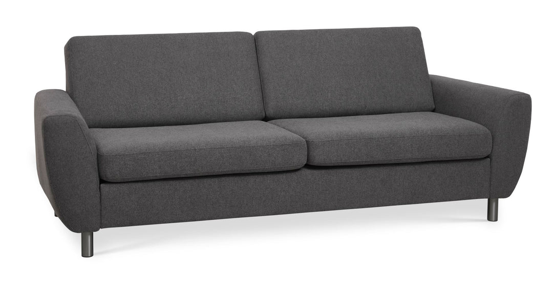 Wendy 2,5 pers. sofa antracitgrå polyester stof og børstet aluminium