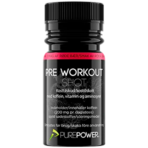 Produktbillede af PurePower Pre Workout Shot (PWO) Røde bær 60 ml på tilbud i brug