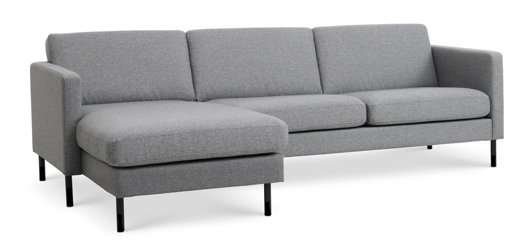 Produktbillede af Ask sæt 51 3D sofa m. chaiselong lys granitgrå polyester stof og sort metal i premium kvalitet