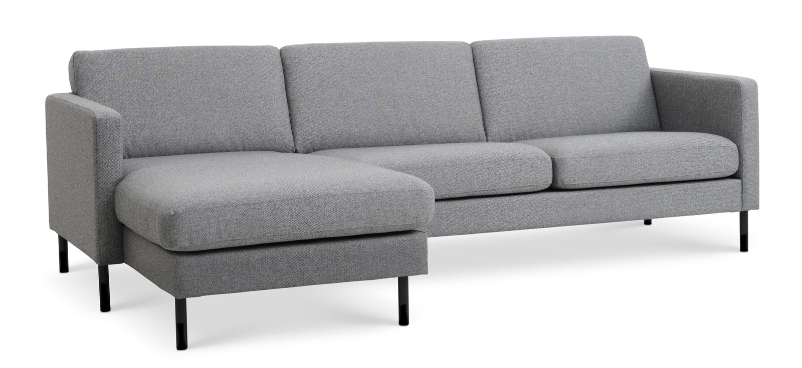 Produktbillede af Ask sæt 51 3D sofa m. chaiselong lys granitgrå polyester stof og sort metal i premium kvalitet