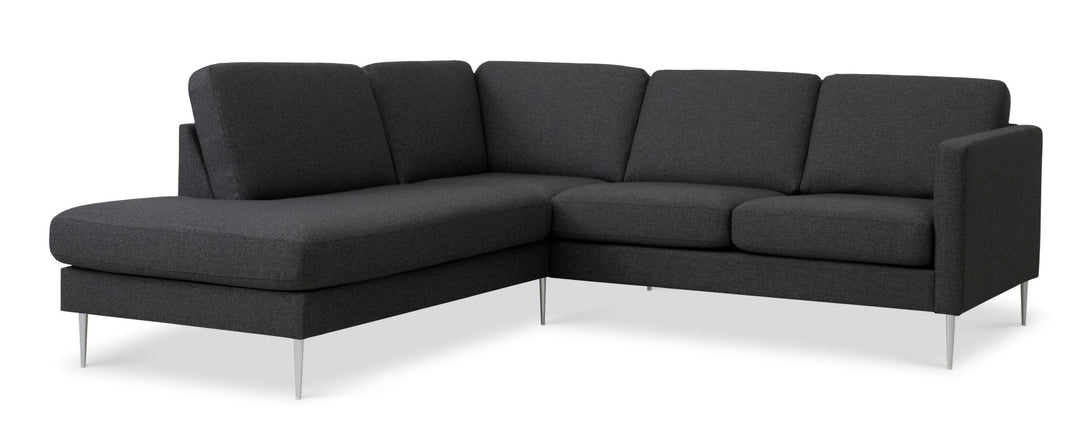Produktbillede af Ask sæt 52 lille OE sofa m. venstre chaiselong antracitgrå polyester stof og børstet aluminium i premium kvalitet