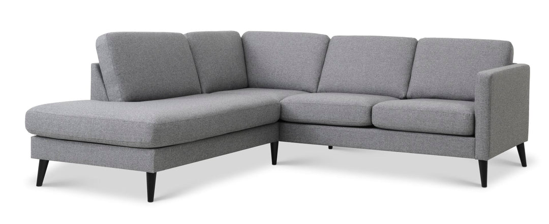 Produktbillede af Ask sæt 52 lille OE sofa m. venstre chaiselong lys granitgrå polyester stof og sort træ i premium kvalitet