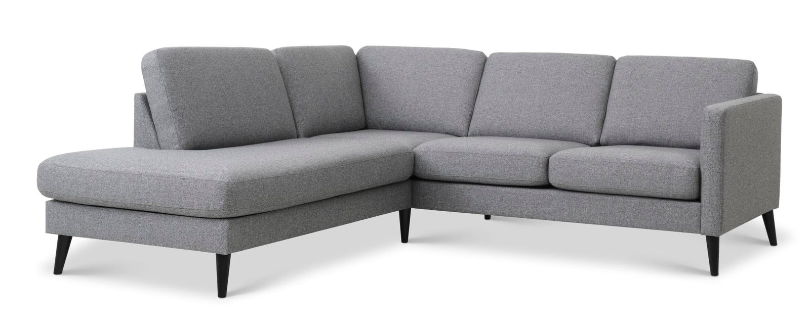 Produktbillede af Ask sæt 52 lille OE sofa m. venstre chaiselong lys granitgrå polyester stof og sort træ i premium kvalitet