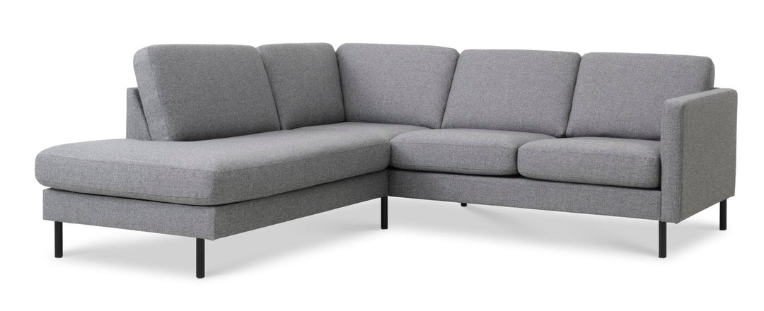 Produktbillede af Ask sæt 52 lille OE sofa m. venstre chaiselong lys granitgrå polyester stof og sort metal i premium kvalitet