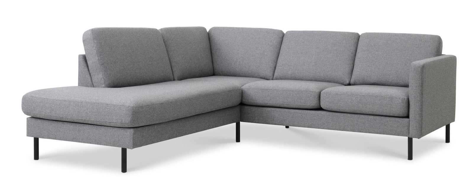 Produktbillede af Ask sæt 52 lille OE sofa m. venstre chaiselong lys granitgrå polyester stof og sort metal i premium kvalitet