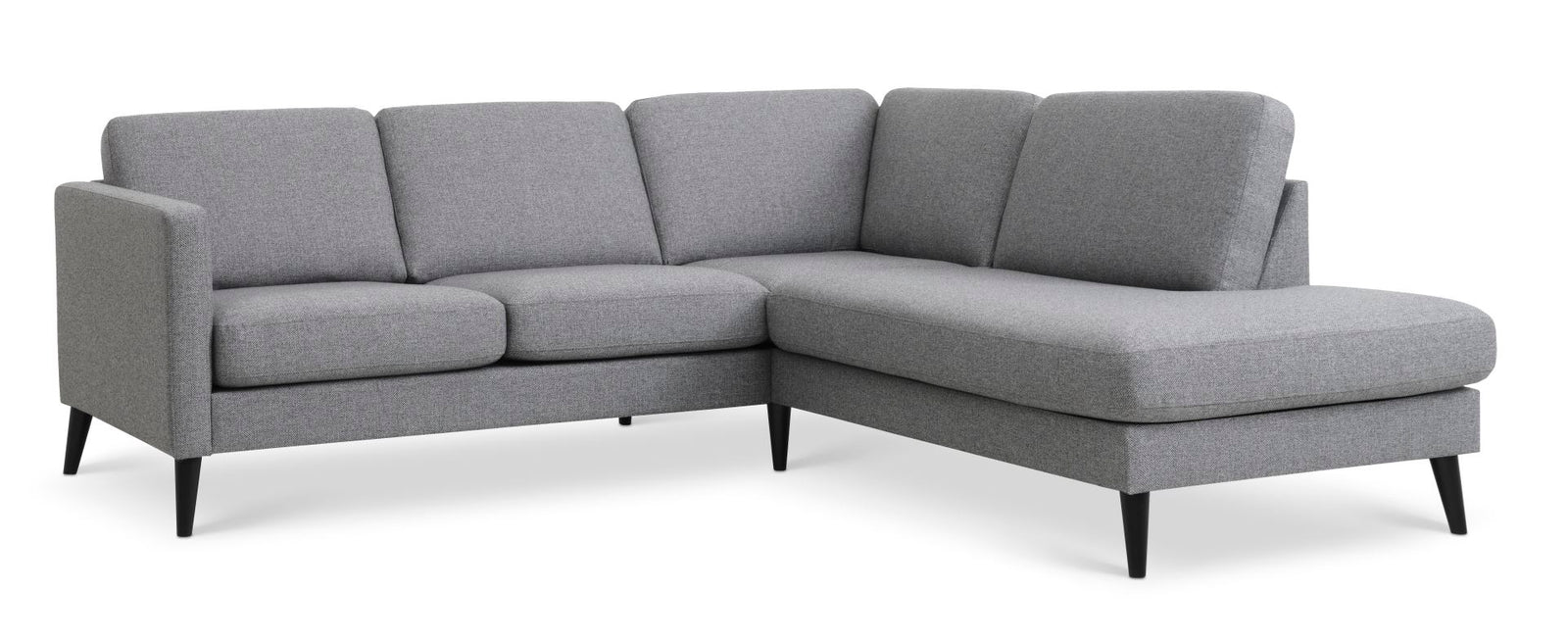 Produktbillede af Ask sæt 53 lille OE sofa m. højre chaiselong lys granitgrå polyester stof og sort træ i premium kvalitet