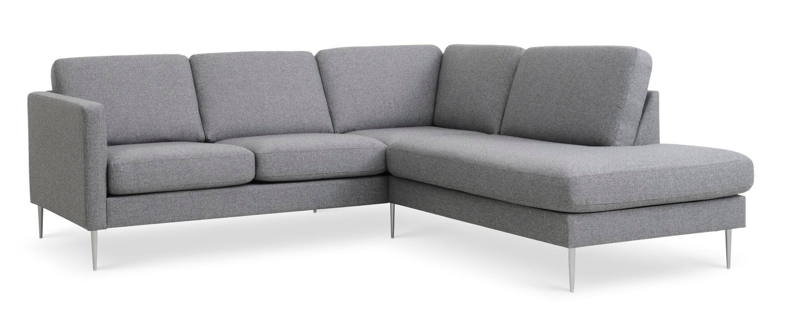 Produktbillede af Ask sæt 53 lille OE sofa m. højre chaiselong lys granitgrå polyester stof og børstet aluminium i premium kvalitet
