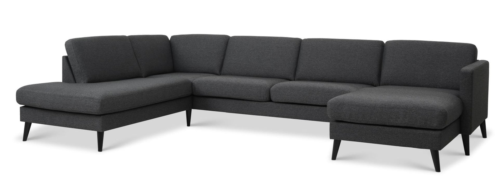 Produktbillede af Ask sæt 54 U OE sofa m. venstre chaiselong antracitgrå polyester stof og sort træ i premium kvalitet