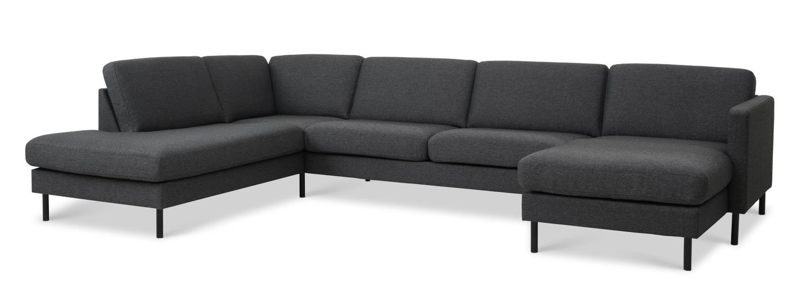 Produktbillede af Ask sæt 54 U OE sofa m. venstre chaiselong antracitgrå polyester stof og sort metal i premium kvalitet